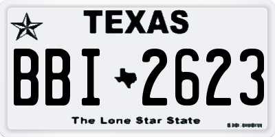 TX license plate BBI2623