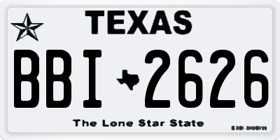 TX license plate BBI2626
