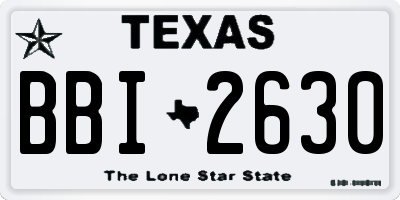 TX license plate BBI2630