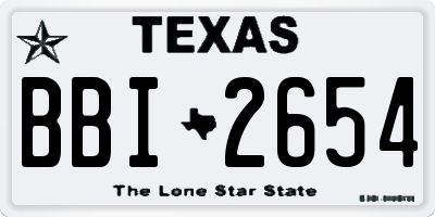 TX license plate BBI2654