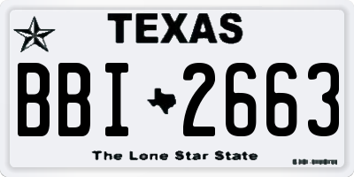 TX license plate BBI2663