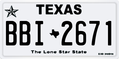 TX license plate BBI2671