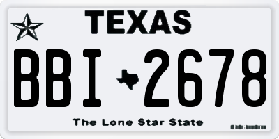 TX license plate BBI2678