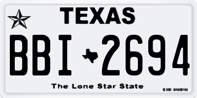 TX license plate BBI2694