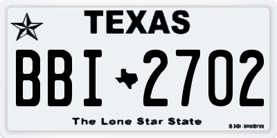 TX license plate BBI2702