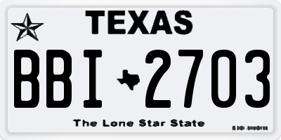 TX license plate BBI2703