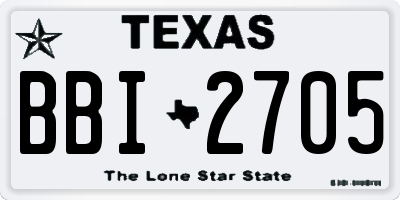 TX license plate BBI2705