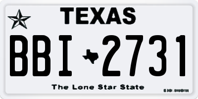 TX license plate BBI2731