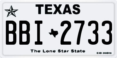 TX license plate BBI2733