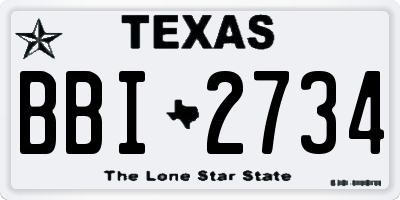 TX license plate BBI2734