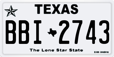 TX license plate BBI2743