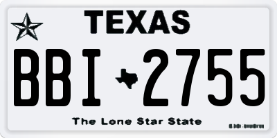 TX license plate BBI2755