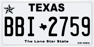 TX license plate BBI2759
