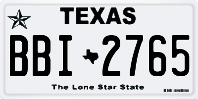 TX license plate BBI2765