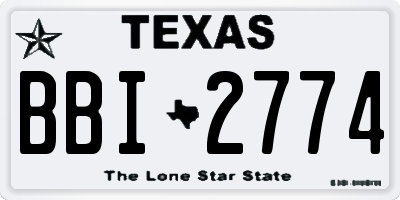 TX license plate BBI2774