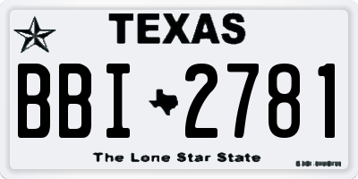 TX license plate BBI2781