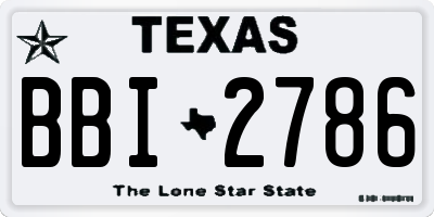 TX license plate BBI2786