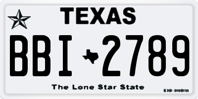 TX license plate BBI2789