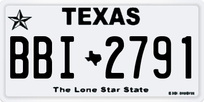 TX license plate BBI2791