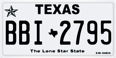 TX license plate BBI2795