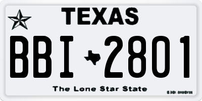 TX license plate BBI2801