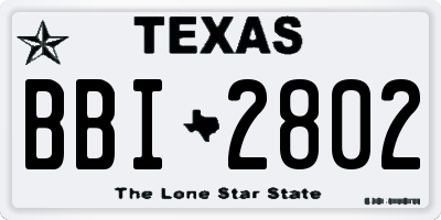 TX license plate BBI2802
