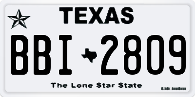 TX license plate BBI2809