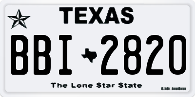 TX license plate BBI2820
