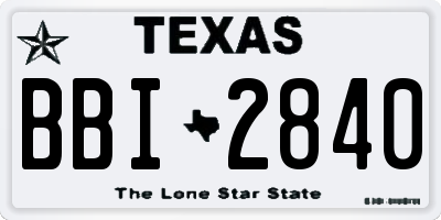 TX license plate BBI2840