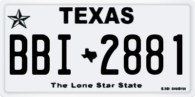 TX license plate BBI2881