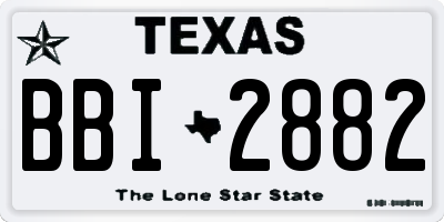 TX license plate BBI2882