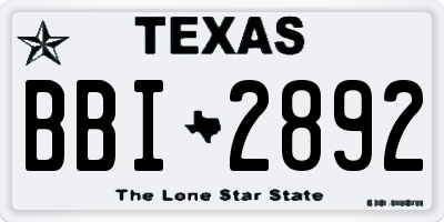 TX license plate BBI2892