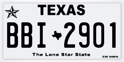 TX license plate BBI2901