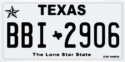 TX license plate BBI2906