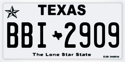TX license plate BBI2909
