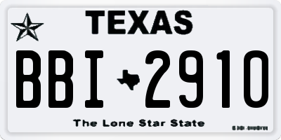TX license plate BBI2910
