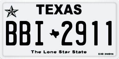 TX license plate BBI2911