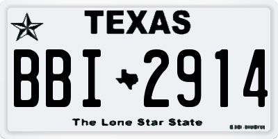TX license plate BBI2914