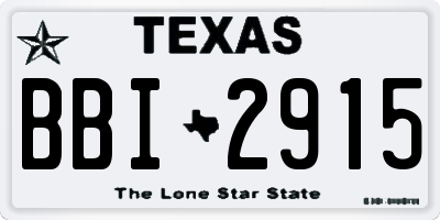 TX license plate BBI2915