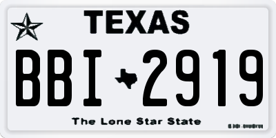 TX license plate BBI2919