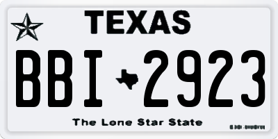 TX license plate BBI2923