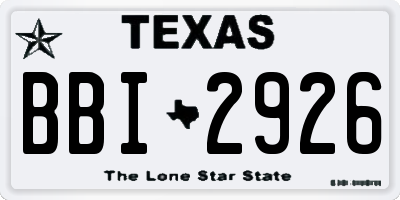 TX license plate BBI2926