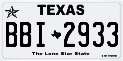TX license plate BBI2933
