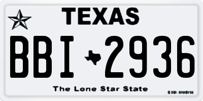 TX license plate BBI2936