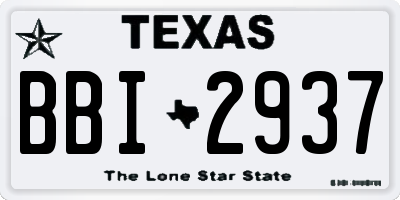 TX license plate BBI2937