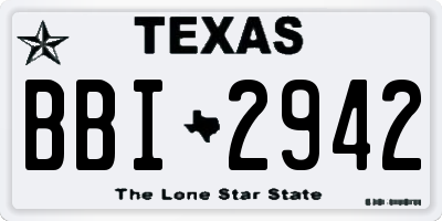 TX license plate BBI2942