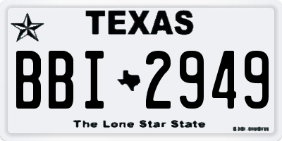 TX license plate BBI2949