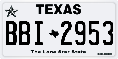 TX license plate BBI2953