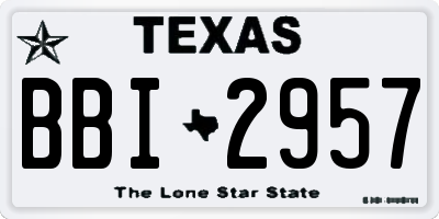 TX license plate BBI2957