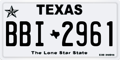 TX license plate BBI2961